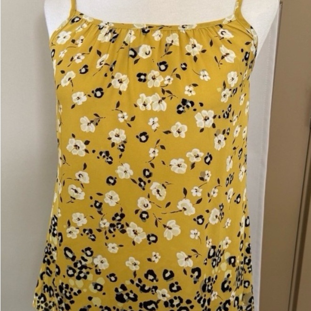CAbi Yellow Floral Spaghetti Strap Camisole